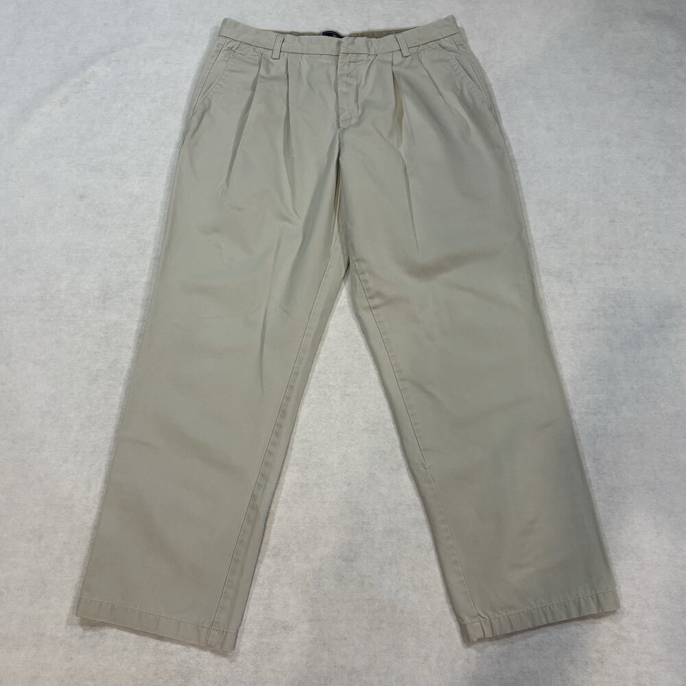 Dockers Khaki Pants Men 36x32 Relaxed Fit Pleated Cotton Beige Classic Chinos